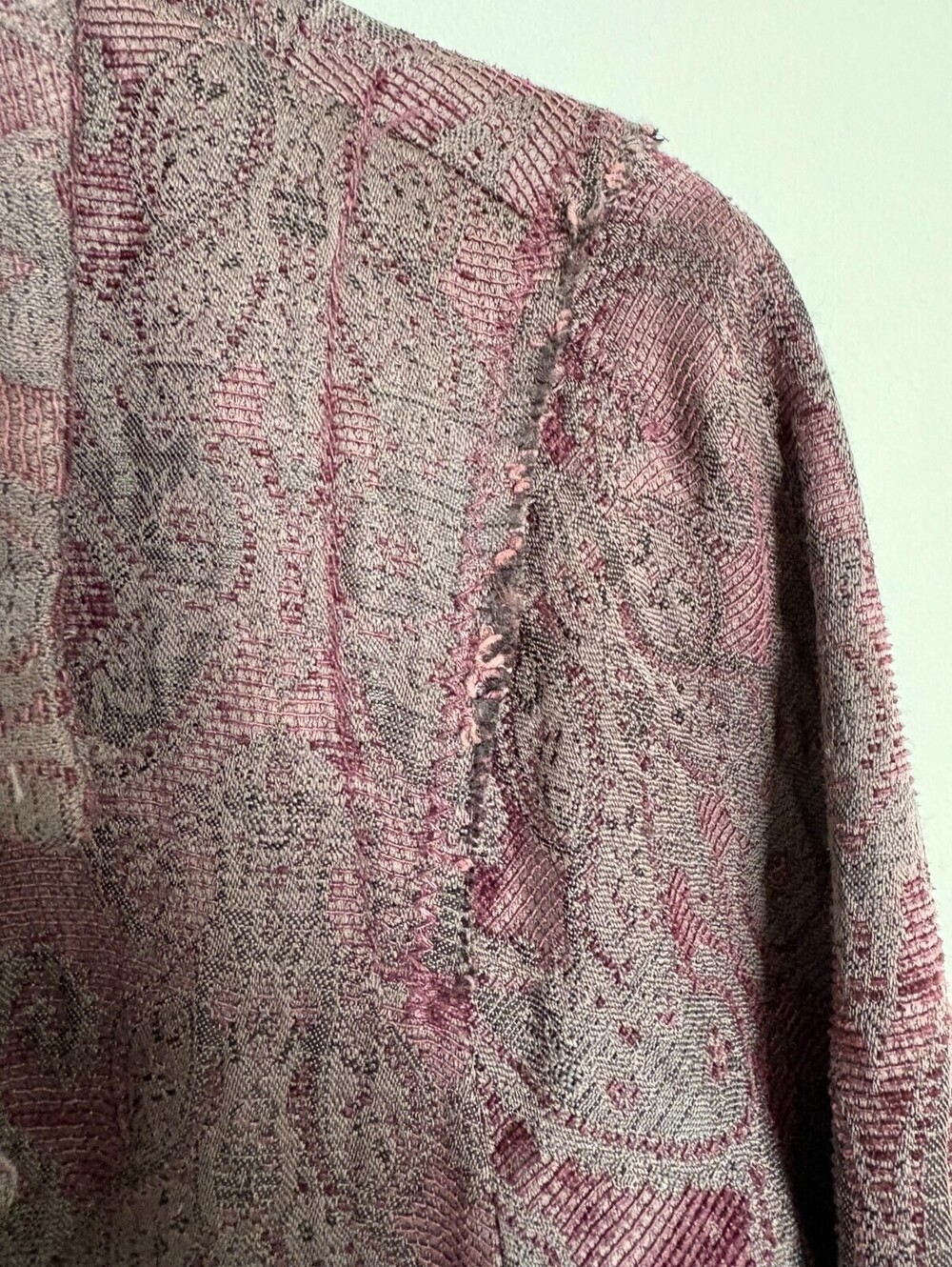 Free People Jacquard Brocade Tapestry Coat Sz 8 Purple Boho Chic Button Pockets - Picture 4 of 9